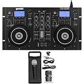 Audiosavings Bundle:(1) Gemini CDM-4000BT Dual DJ CD/USB Media Player with Bluetooth + Mixer Bundle with (1) Rockville RMC-XLR High-End Metal DJ Handheld Wired Microphone Mic w (2) Cables (Items 2)