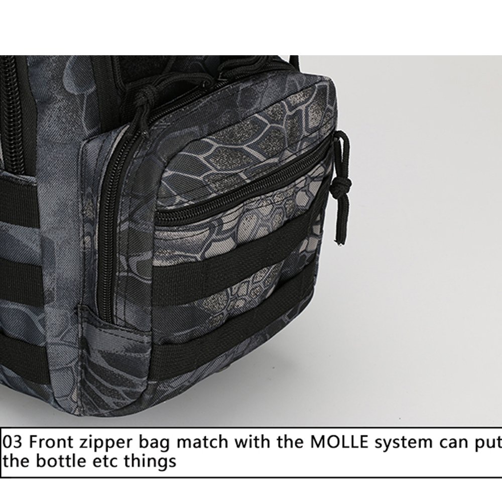 Outdoor Shoulder Military Tactical Backpack, Sport Pack Daypack, Travel for Camping Hiking Trekking Bag (black python)