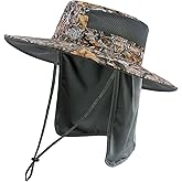BASSDASH UPF 50+ Sun Fishing Hat Water Resistant with Detachable Neck Flap