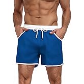 COOFANDY Men's Swim Trunks Quick Dry Swimsuit Color Block Board Short Bathing Suit Swimwear with Mesh Liner