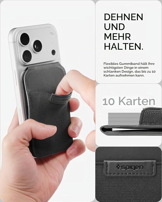 Slim Fold MagFit MagSafe Wallet für Handy [bis zu 12 Karten/Free-Stop] Elastischer MagSafe Kartenhalter mit Stand für iPhone 17e 17 16 15 14 Pro Max Air & PixelSnap Hüllen für Pixel 10-Serie
