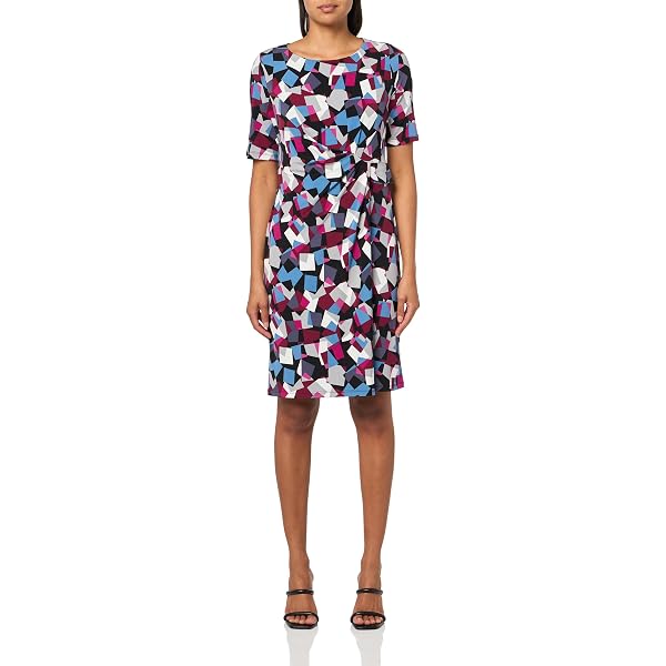 Kasper Women's Flo' Puff Sleeve Fit & Flare Dress, Royal/Black Multi at  Amazon Women's Clothing store