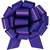 InstaBows Large Gift Bow 12" Pull String Bow Perfect for Gift Wrapping Big Presents Cars Bikes & More (Purple Glitter, 1XBow)