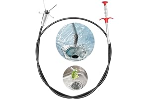 WANJOTEC Drain Snake Hair Drain Clog Remover Tool - 61 Inch Long Sewer Cleaning Hook, Sink Drain Cleaner for Sewer Kitchen Bathroom Shower Tub Toilet, Flexible Grabber Claw Pick Up Reacher Tool