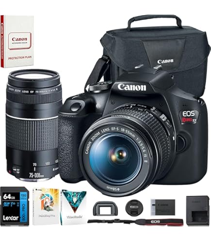 Amazon.com : Canon EOS Rebel T7 EF18-55mm + EF 75-300mm Double