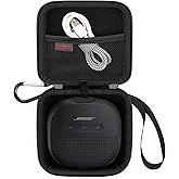 Elonbo Carrying Case for Bose SoundLink Micro Bluetooth Speaker, Small Portable Waterproof Speaker Travel Protective Bag Storage Cover, Mesh Pocket Fits Included Micro-USB Cable. Black+Black