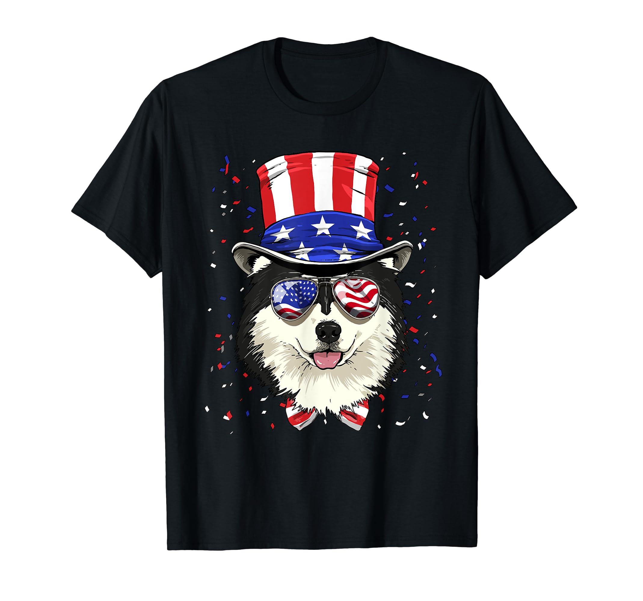 Alaskan Malamute 4th of July American Dog USA Flag T-Shirt