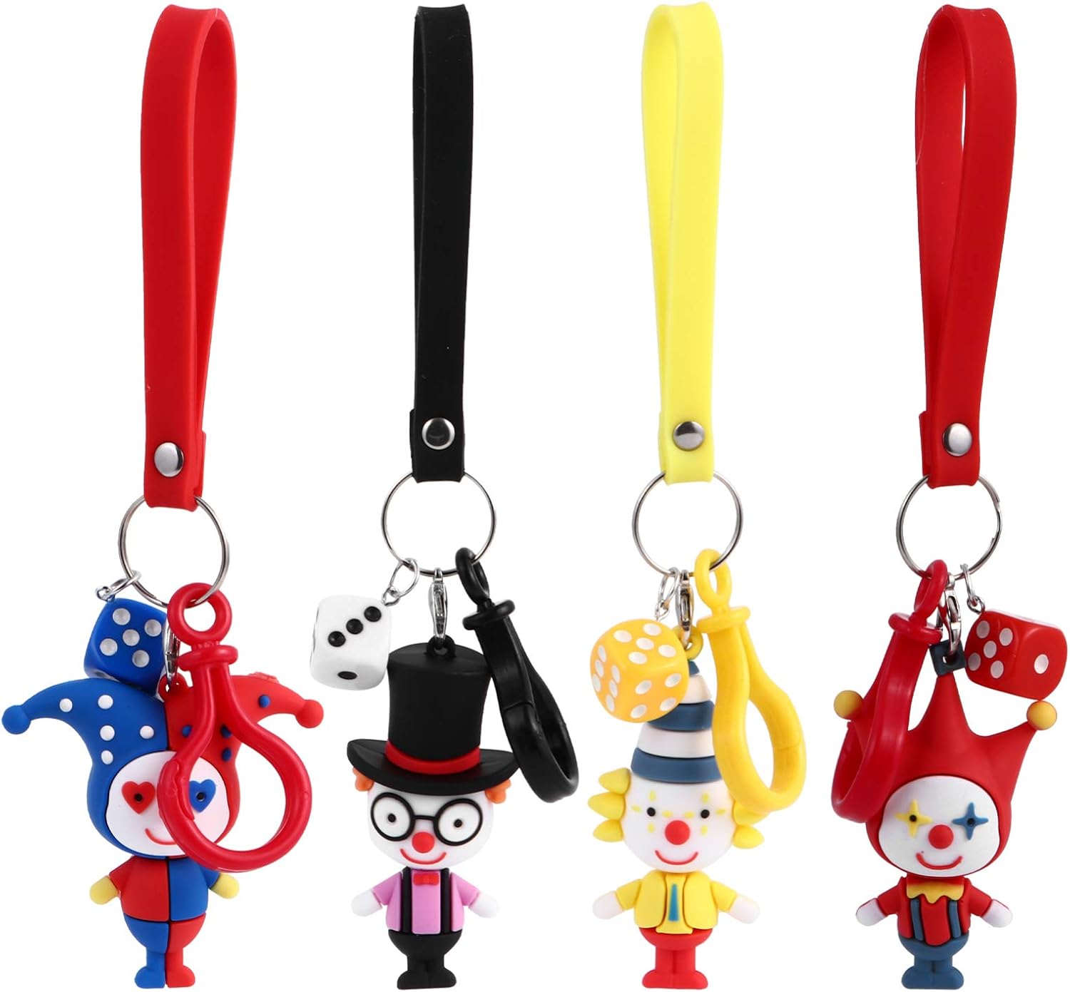 ABOOFAN 4Pcs Circus Clown Key Chains Soft PVC Clown
