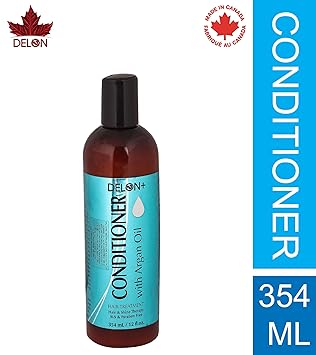 DELON-Made in Canada Paraben and Sulfate-Free Conditioner with Argan Oil for Hair Fall Defense, Soft, Shine, Silky and Smooth Anti Dandruff Hair (354 ml)