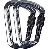 SEPEAK UIAA 30kN Locking Climbing Carabiner, Professional Heavy Duty Screwgate Clip for Outdoor Climbing, Mountaineering, Rappelling, Camping, Hiking, Swing,Large D Carabiner Hook/6744lb