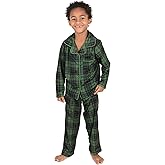 Leveret Kids Button Down Pajamas Boys & Girls 2 Piece Christmas Pajama Set (Size 2-14 Years)