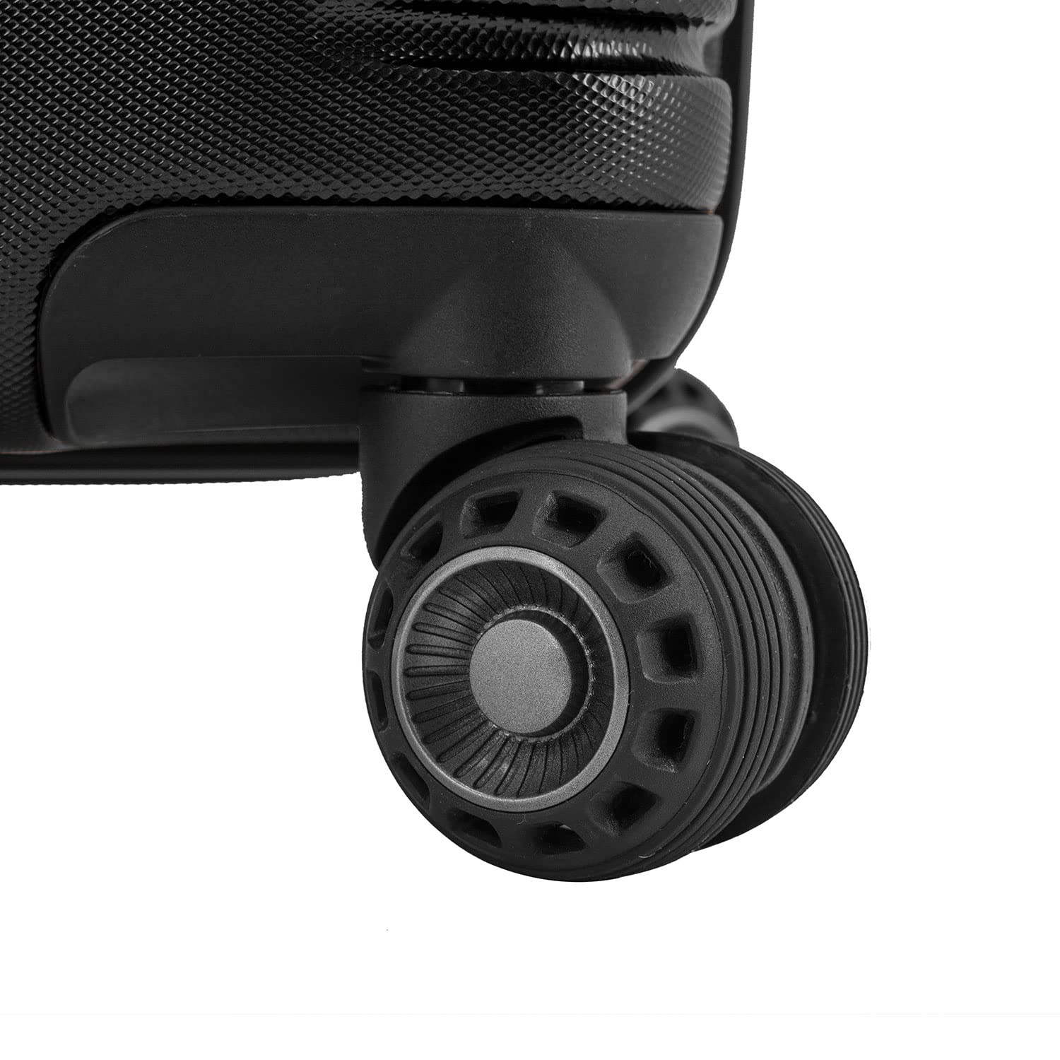 Traveler's Choice Archer Polycarbonate Hardside Spinner Luggage Set, Tie Down Straps, Black, Checked 29-Inch