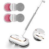 AlfaBot Cordless Electric Mop, Dual Spin Power Floor Cleaner with LED Headlight and Water Spray, 60-Min Runtime Self-Propelled Mop with Adjustable Tube for Hardwood, Tile, Marble and Vinyl Floors