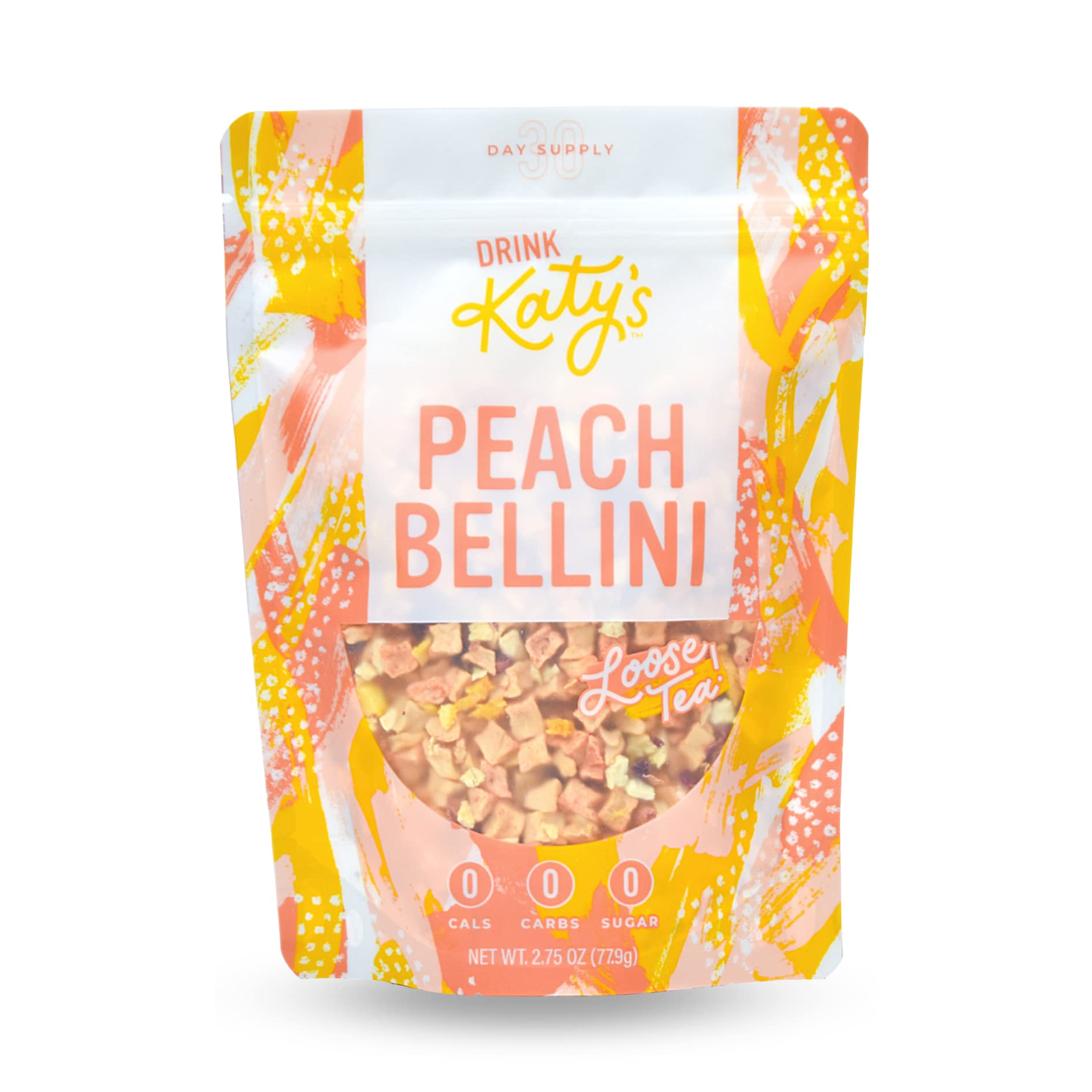 Katy’s Peach Bellini Loose Leaf Tea | Fruity & Refreshing Light White Herbal Tea | Apple, Peach & Mango | Caffeine-Free Tea | 30+ Cups | Hot or Iced | Premium Quality, Woman-Owned | 2.75oz Pouch