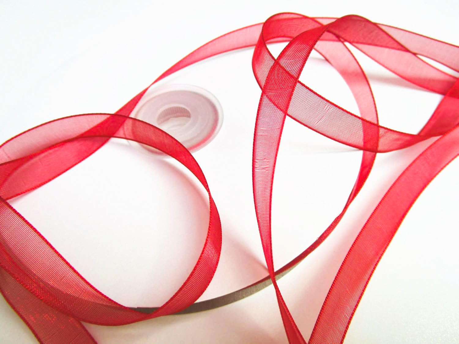 50 m Organza Ribbon 6 mm Width: Red