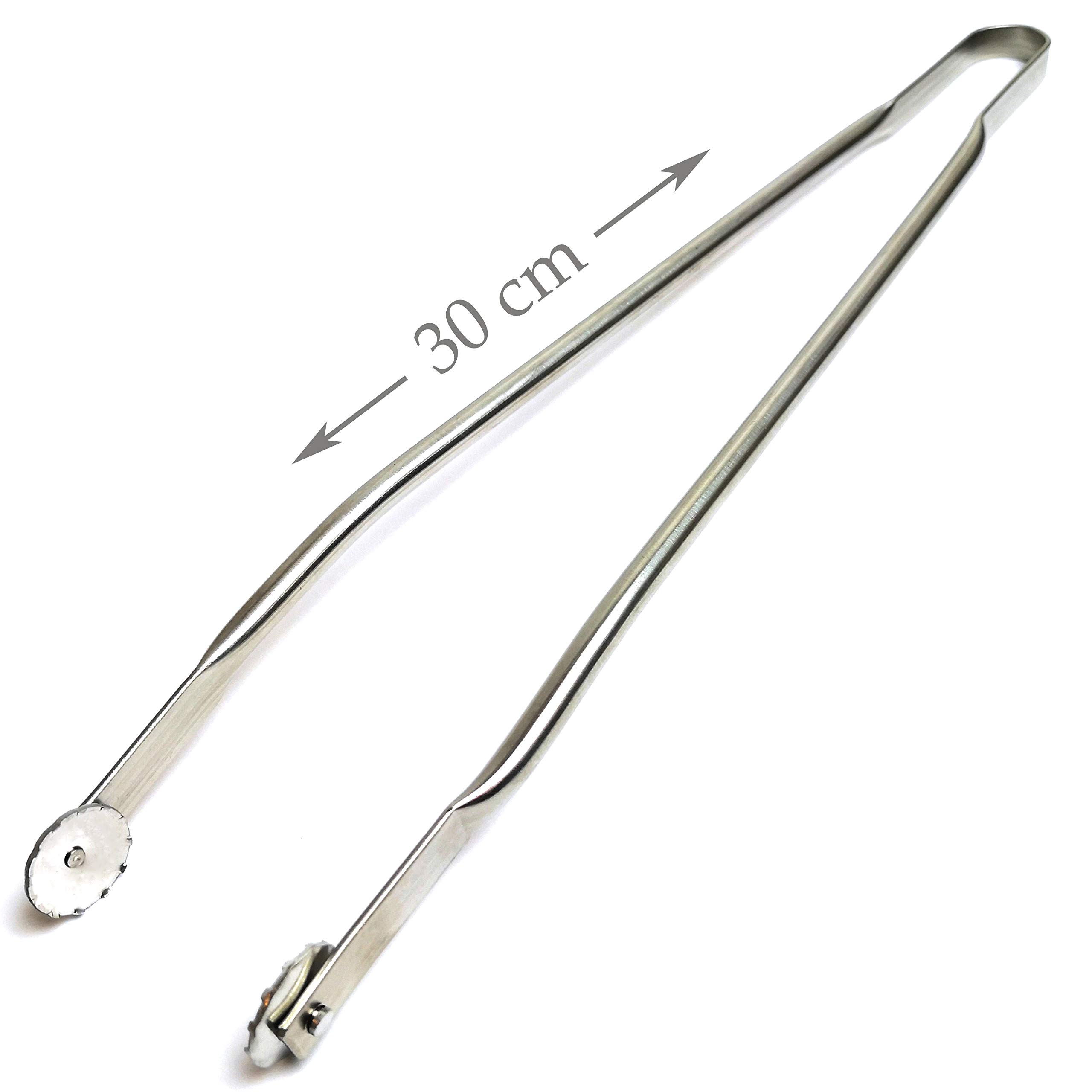 Grillup Stainless Steel Barbecue Tongs with Wheels – 30 cm – for Kitchen, BBQ and Griddle – Professional Quality – Made in France