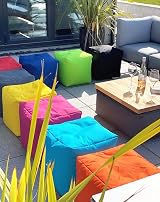 Beautiful Beanbags Cube Footstool - Water-Resistant Black Pouffe UK Made view 2