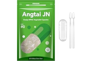 Angtai JN Empty Capsules Size 0 - Clear Fillable Vegetarian Capsules (500 Count) Size 0 Empty Vegan Capsules with Two Micro L