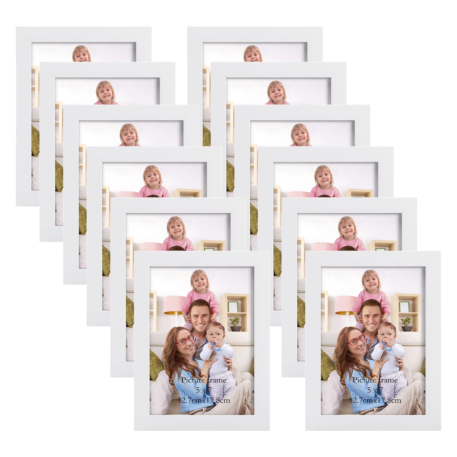 Giftgarden White 7x5 Photo Frames Pack of 12, Multi White 7 by 5 Photo Frames Bulk for Wall or Tabletop Display