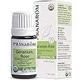 Pranarom USDA Certified Organic Rose Geranium Essential Oil (5ml), 100% Pure Undiluted Therapeutic Grade from Madagascar for Aromatherapy, Diffuser, Skincare, Relaxation, Pure Rose Scent