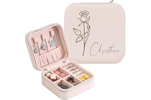 Personalized Gifts for Women - Custom Leather Jewelry Travel Case, Bridesmaid Jewelry Box, Customized Small Jewelry Holder Or