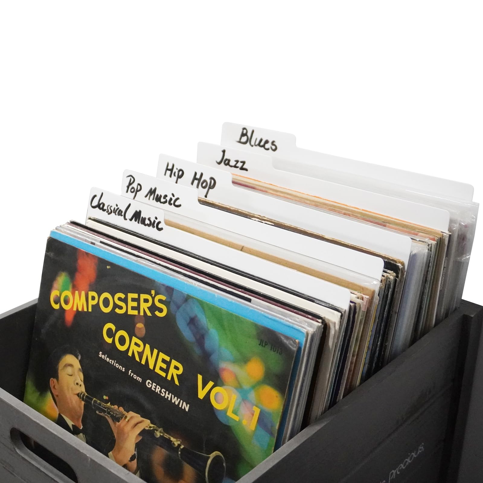 sdroceRyaM10PCS Vinyl Record Dividers 12.9 Inches White Category Tab Double-Side Plastic Dividers Vinyl Record Guides for LP, Bookshelf Sorting and Storage