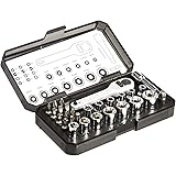 Amazon Basics Ratcheting Wrench and Bits Set - 28-Piece, Metric