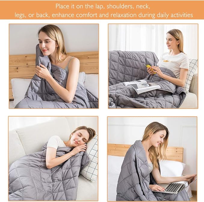 Jaymag Weighted Blanket For Adults And Teenagers Sensory Soothing Blanket For Better Sleep Stress Relief And Anxiety 100 Cotton With Glass Beads Amazon De Kuche Haushalt