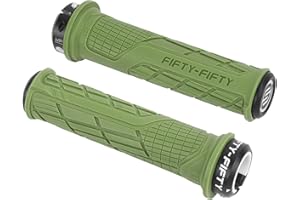 FIFTY-FIFTY Mountain Bike Handlebar Grips, Single Lock-on MTB Grips, Comfortable and Lock On, Non-Slip Bicycle Handle, Fit for All Mountain, Enduro, Downhill