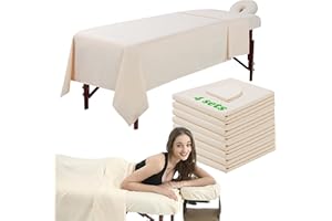 OMUTAVM 3 Piece Massage Table Sheets Set 4 Sets Microfiber Massage Bed Cover Soft Waterproof and Oil Proof Reusable for SPA Beauty Tattoos Includes Table Cover,Fitted Sheet and Face Rest Cover (Beige)