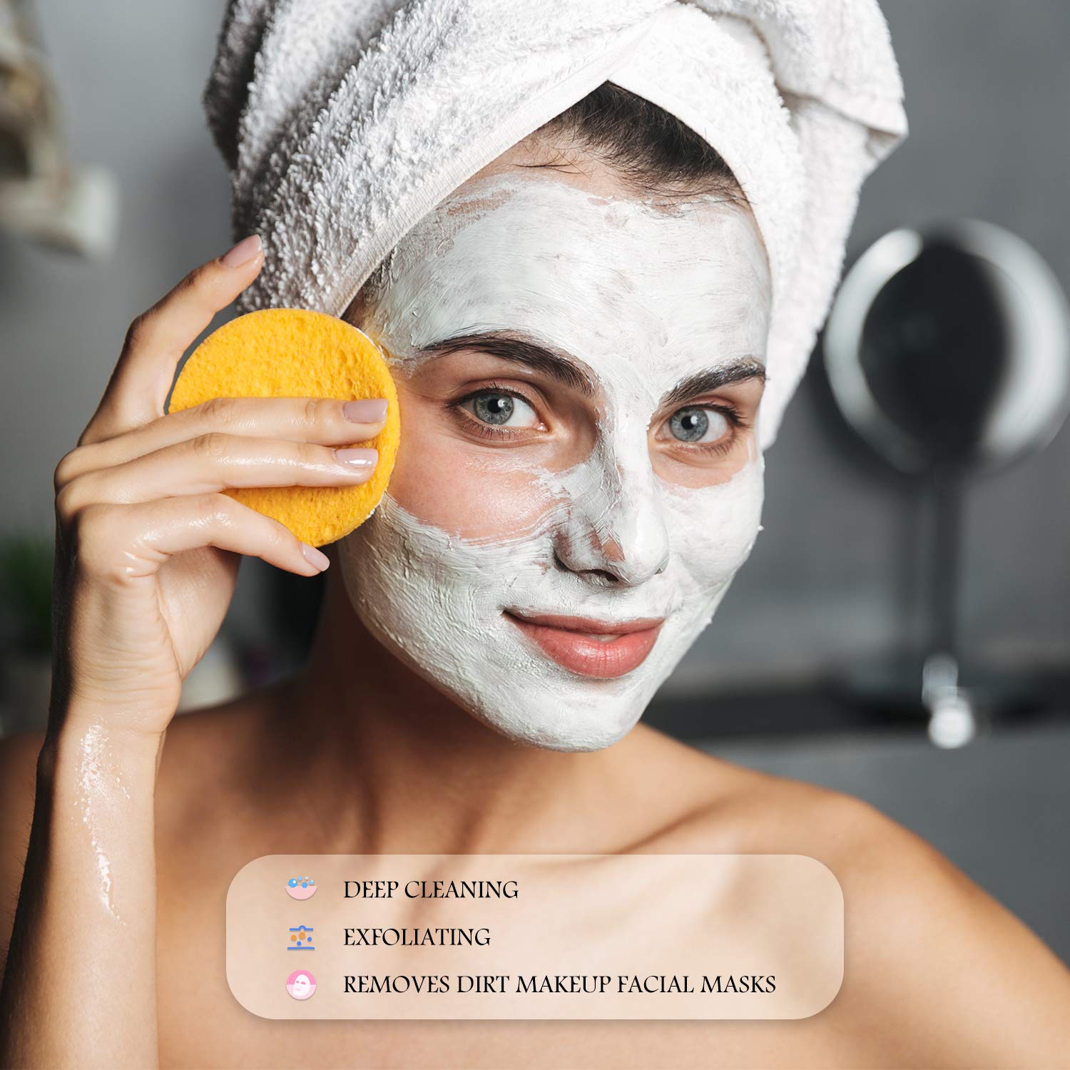 120 Pieces Compressed Facial Sponge Face Cleansing Sponge Makeup Removal Sponge Pad Exfoliating Wash Round Face Sponge for Women Girls, Pink, Yellow, Blue : Beauty