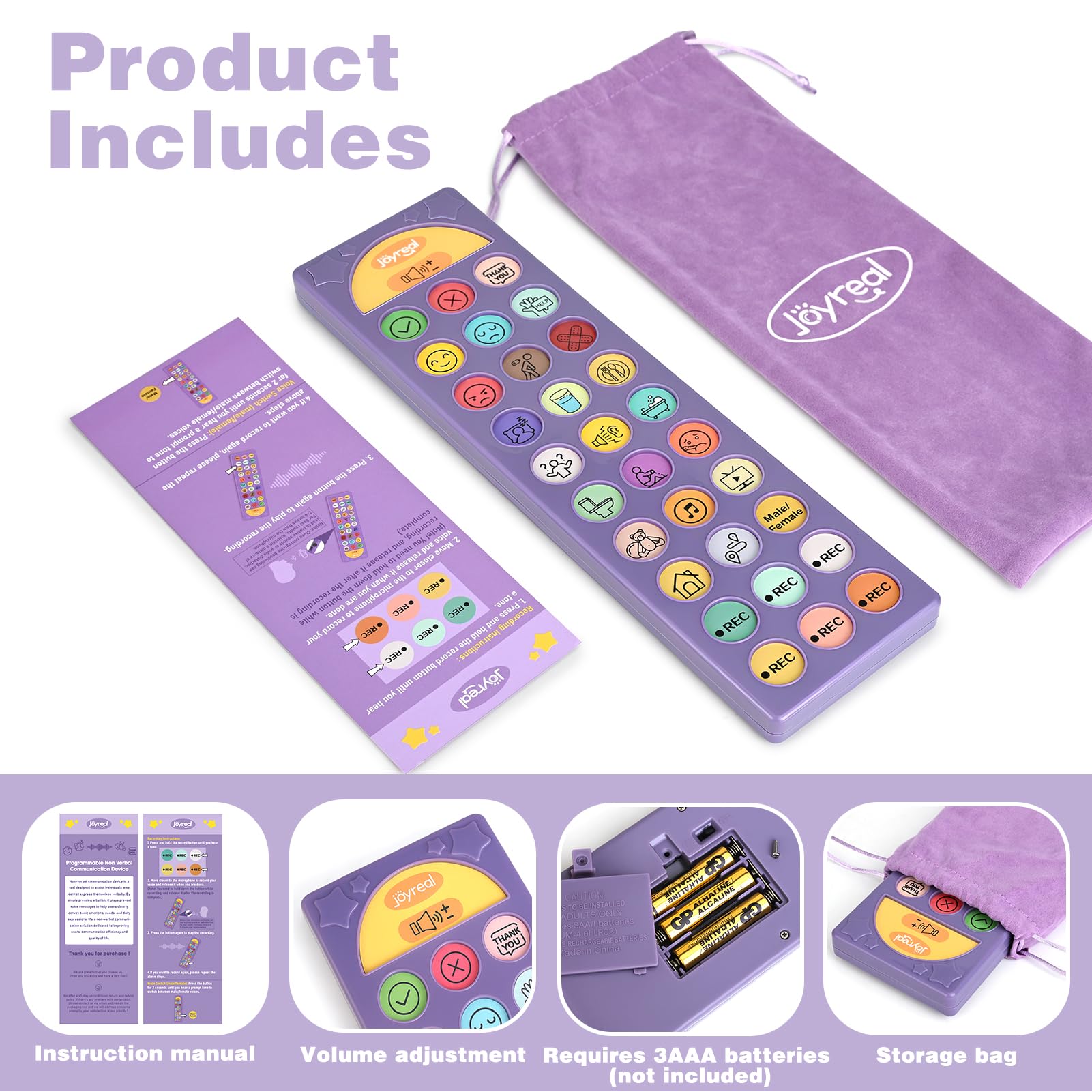 AAC Device for Autism, Joyreal Non Verbal Communication Tools for Speech Therapy & Stroke Rehab. Autism Talking Aids with 6 Programmable Buttons & Adjustable Volume, Autism Toys for Kids and Adults