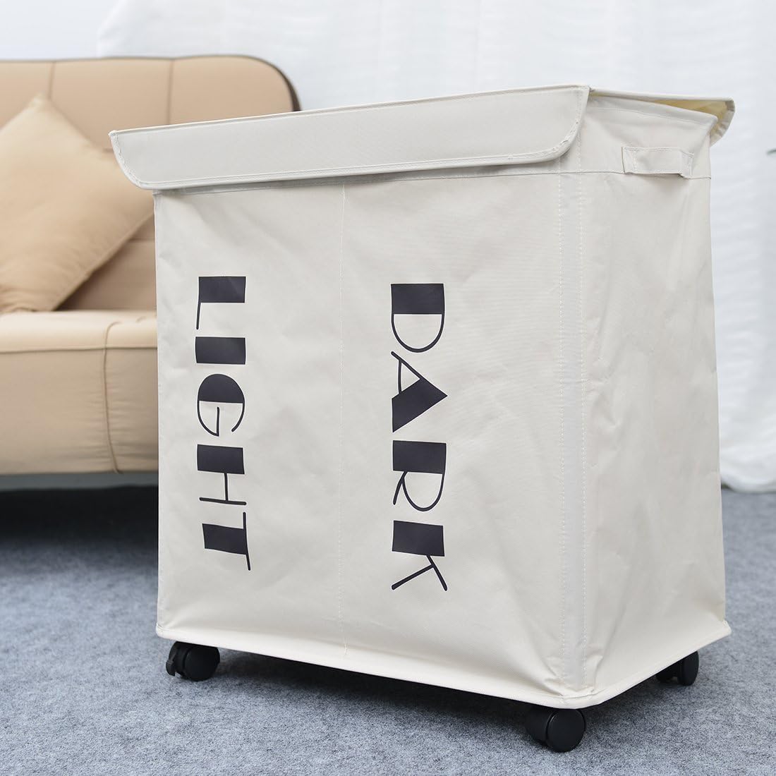 Foldable,movable Laundry Basket On Wheels, Large Laundry Bag, Washing