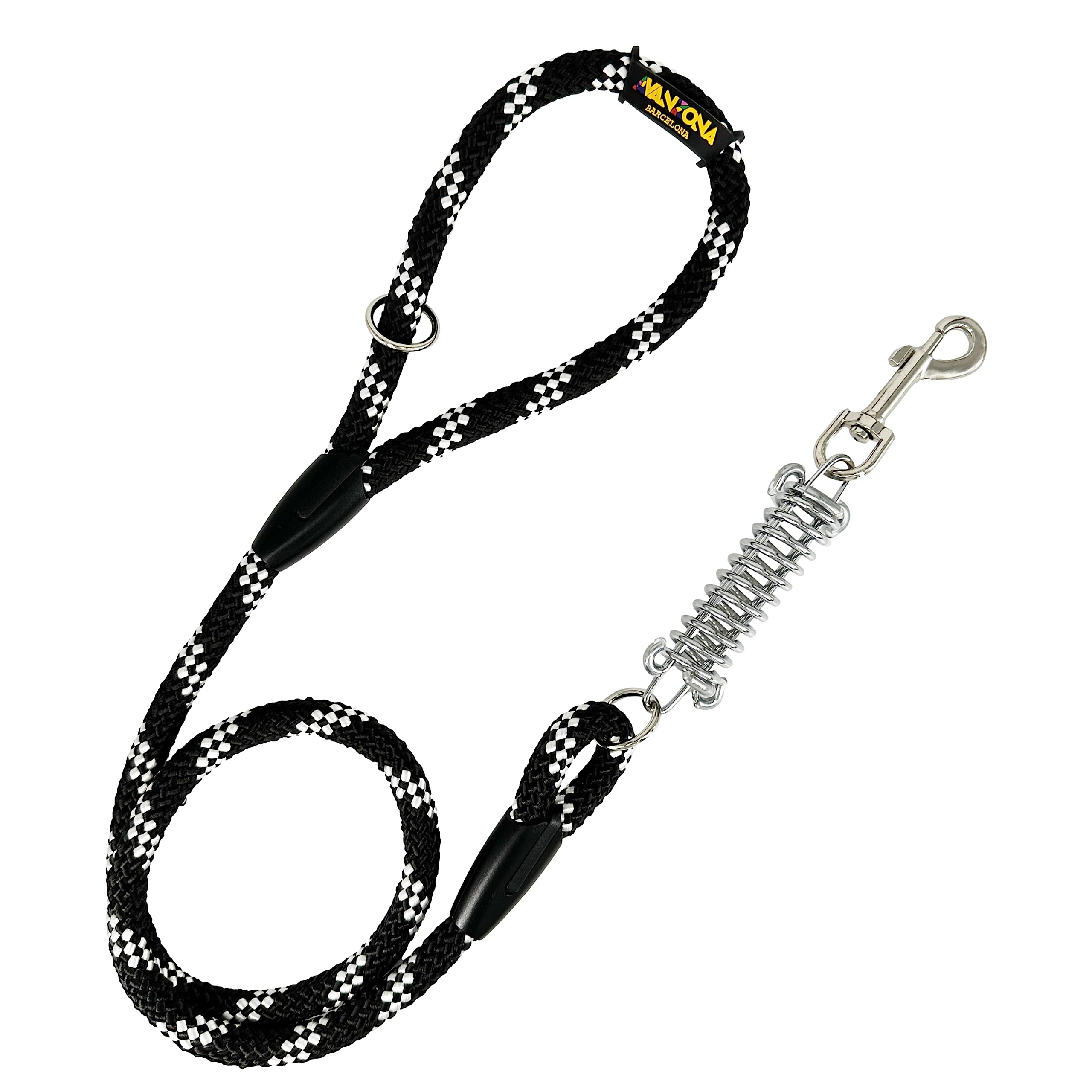 Dog Lead, Shock Absorber, Anti Pull, for Medium and Large Dogs, Made in Spain. 120cm. Black with White