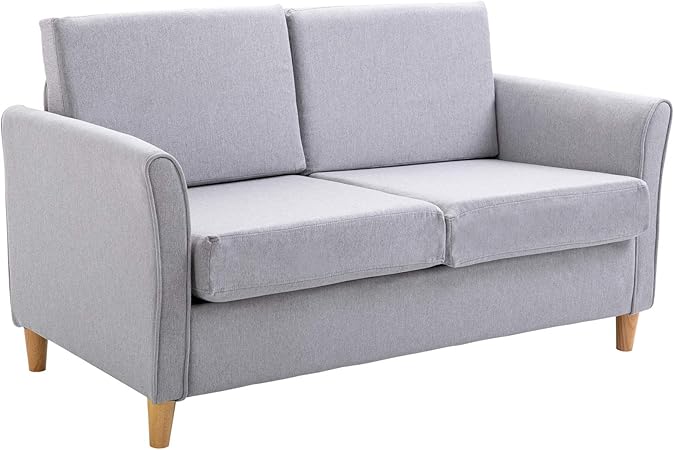 Homcom Linen Upholstery Double Seat Sofa Compact Loveseat Couch