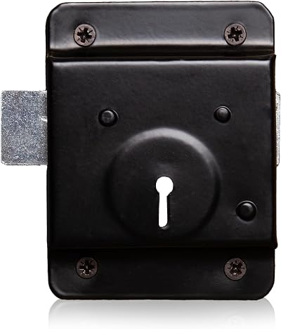 XFORT Traditional 4x3 Rim Press Lock Surface Mounted Black with Key