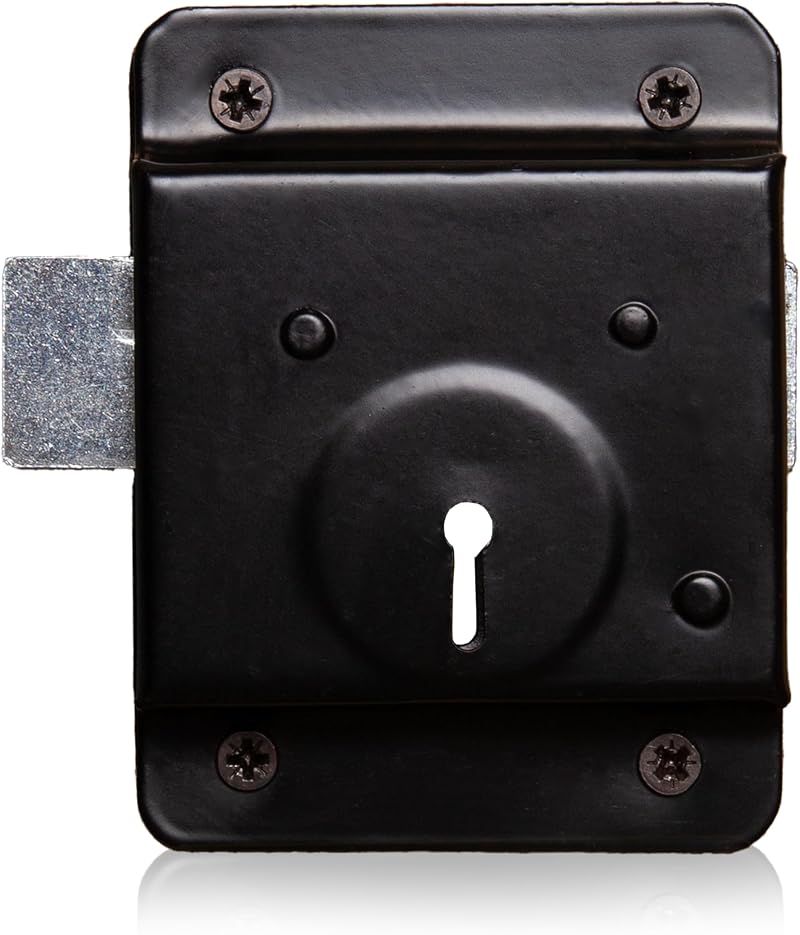 XFORT Traditional 4x3 Rim Press Lock Surface Mounted Black with Key