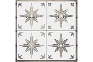 LEYHOONEY 4 Pieces 8 x 8 Inches Reusable Tile Stencils for Painting Walls, Tiles, Wood, Geometric Octagonal Art Drawing Templates Wall Stencil Floor Stencils for Painting Floors, Front Porch, Concrete Patios
