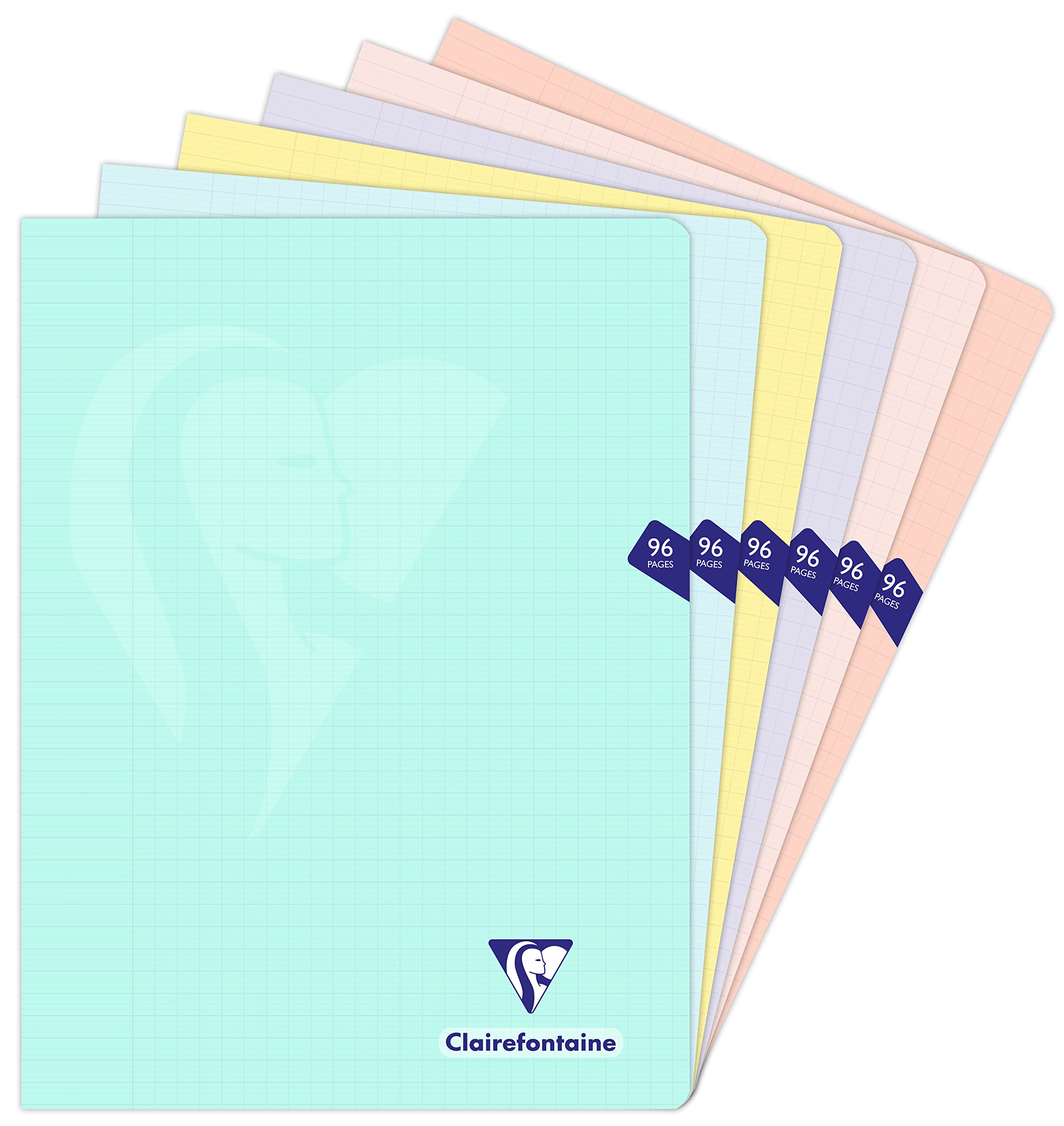 Clairefontaine 308361C - One Mimesys PASTEL Stapled Notebook - 24x32 cm - 96 Seyes Ruled Pages - 90 g White Paper - Opaque Polypro Cover - Random Colour