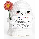 Frabaca Best Friend for Women Friendship Ornaments - Handmade Crochet Ghost Decor with Funny Boo BFF Message Card, Halloween Stocking Stuffers, Cute Birthday Gift for Bestie Soul Sister