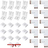JACKYLED 8mm 3-Pin LED Connectors for LED Strip Lights, Total 22Pcs Corner Connectors Kit for Unwired Gapless Solderless Adapter Extension - 8mm 3pin 10 Pack