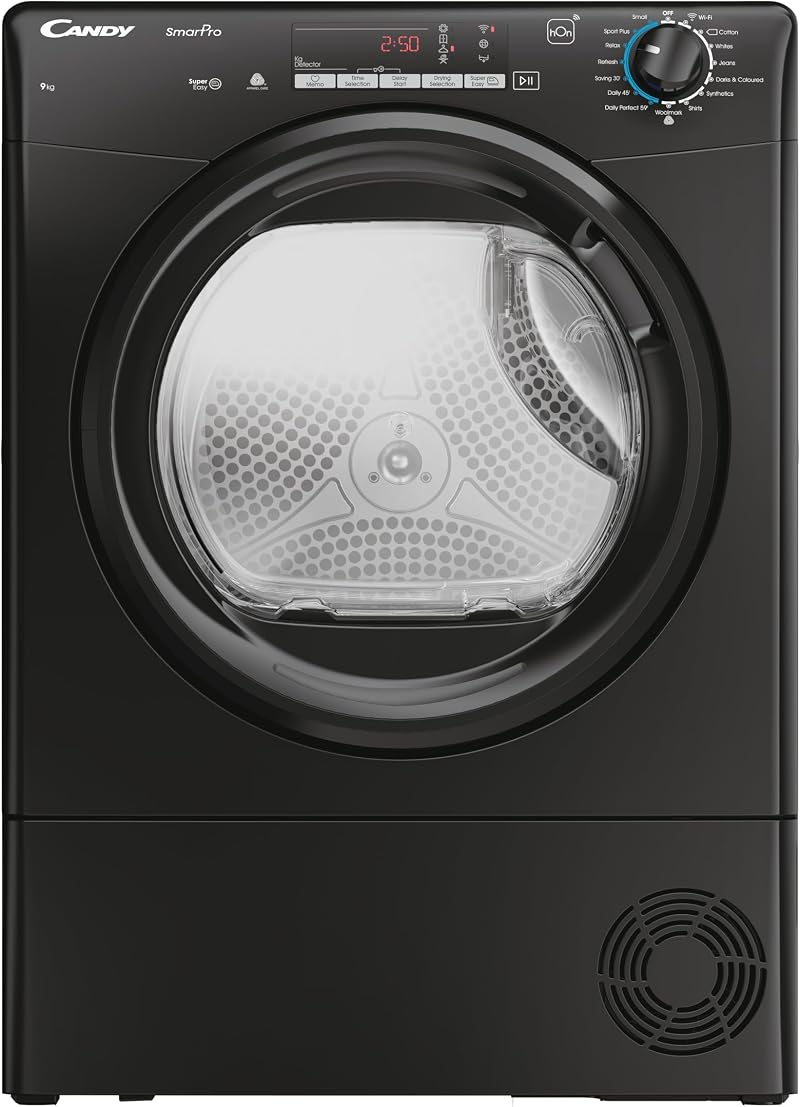 Candy C9TBEB-80 Condenser Tumble Dryer 9kg Capacity Black Sensor Dry