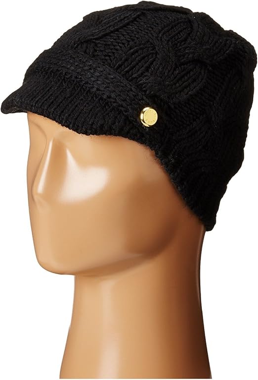 Michael Michael Kors Cable Knit Peak Hat with Knit Brim Black at Amazon