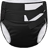 Littleforbig Soft Underwear Comfortable Washable Adjustable Reusable Waterproof Hook-and-Loop Adult Training Pants Black S