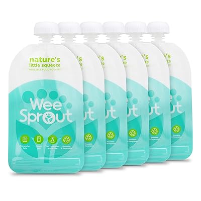 WeeSprout Double Zipper Reusable Food Pouches | 6 Pack 5 fl oz Size Pouches | Blue