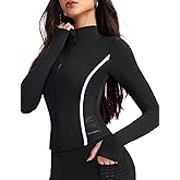 INKEEP Women's Workout Jacket Lightweight Slim Fit Athletic Jacket Full Zip Cropped Running Tops with Thumb Holes