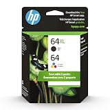 HP 64XL/64 Black High Yield and Tri-Color Standard Yield Ink Cartridges, 2/Pack