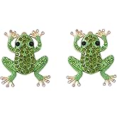 Frog Earrings for Women Vintage Rhinestone Green Frogs Earrings Funny Frog Stud Earrings Cute Animal Jewelry Gifts for Women