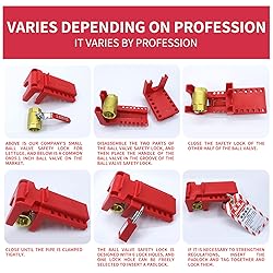 KAPTAS Ball Valve Lock, Lockout Device, Red, BR-8021