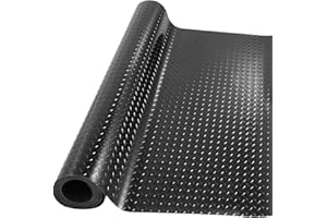 Kosiehouse 3.28ft x 10ft Diamond Rubber Floor Roll Garage Floor Mats 3mm Thickness Black Gym Floor Protector Mat Heavy Duty C